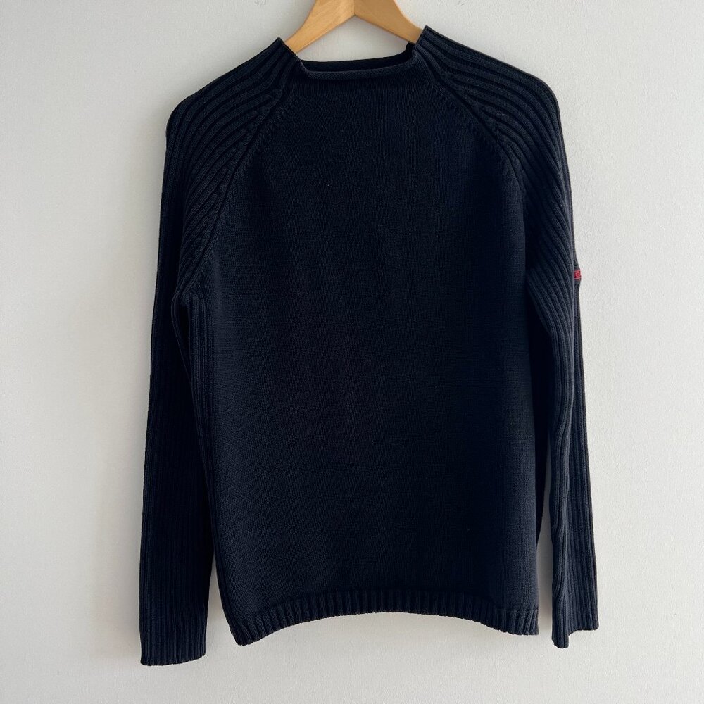 Vintage Polo Jeans‎ Co Ralph Lauren Y2K Black Raglan Knit Sweater 90s Patchwork